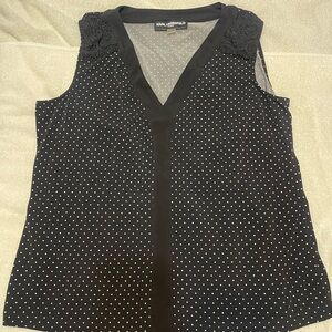 Karl Lagerfeld Black and White Polka Dot Blouse
